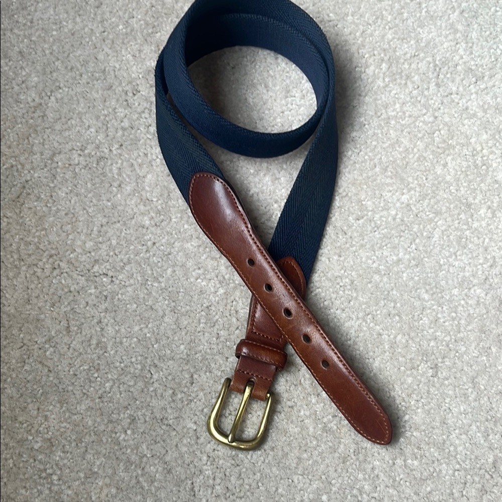 Coach Navy Canvas Leather Belt with Brass Buckle, 36” - Picture 8 of 8